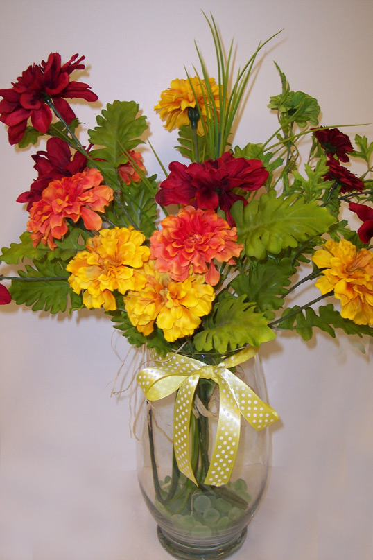 Premium Assorted Silk Seasonal Floral Arrangement in Vase - Click Image to Close